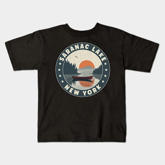 Saranac Lake New York Sunset Kids T-Shirt by turtlestart